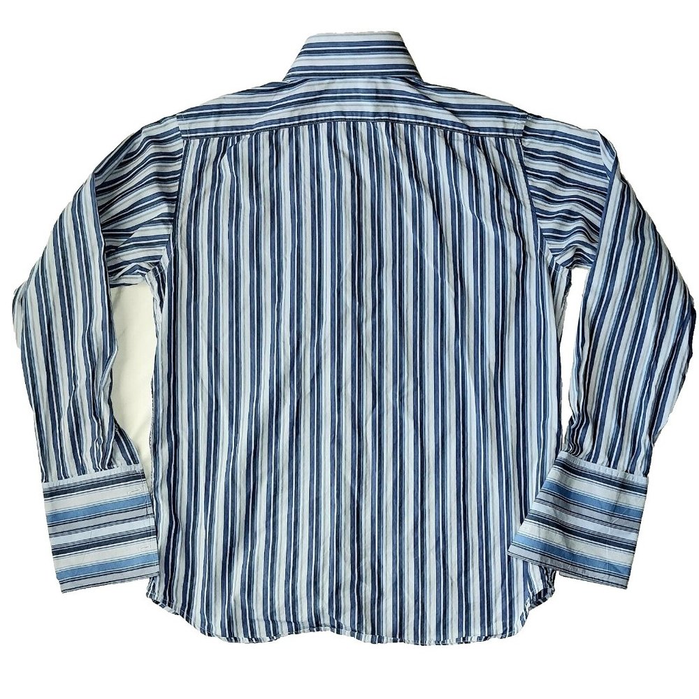 Banana Republic Men's Blue Striped Long Sleeve Dress Shirt Large - Picture 3 of 5